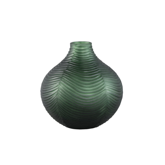 Elichi Groen Rond Glazen Vaas Bol Set van 2 - 2 Sets 23x23x23 cm
