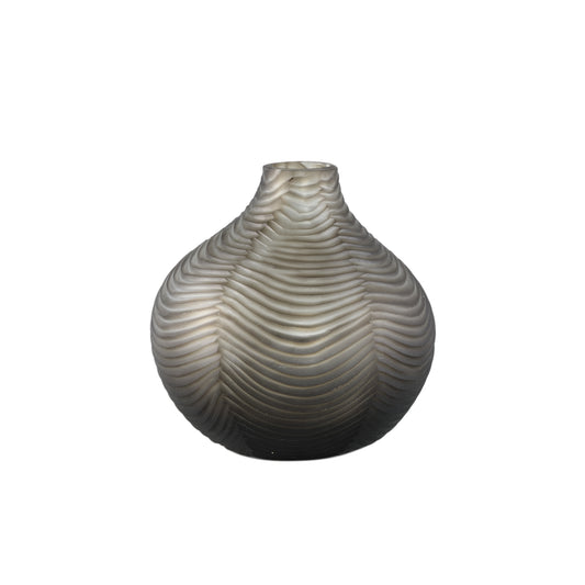 Elichi Bruine Ronde Glazen Vaas Bol Set van 2 - 2 Sets 23x23x23 cm