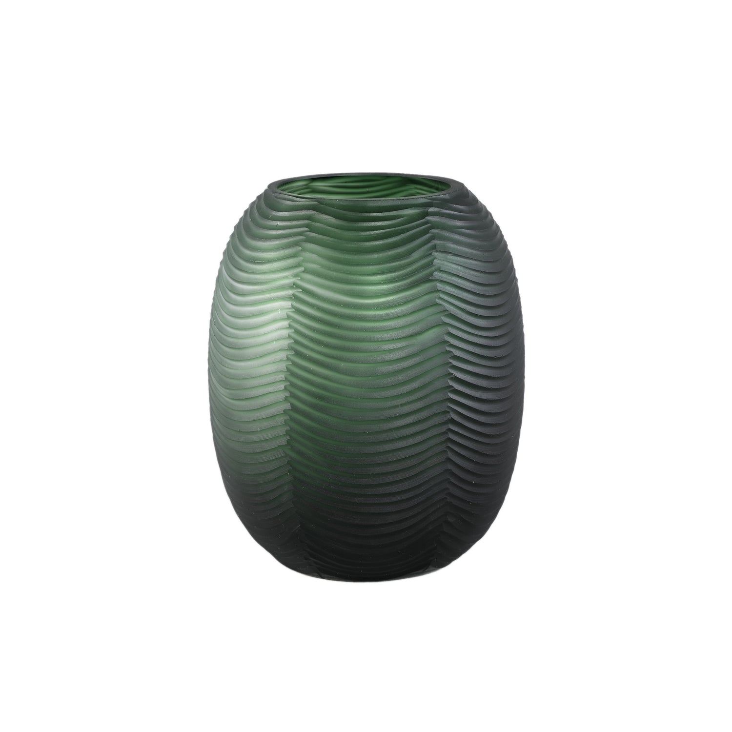 Elichi Groen Ronde Glazen Vaas Hoog – Set van 2 - 2 Sets 25x20x20 cm