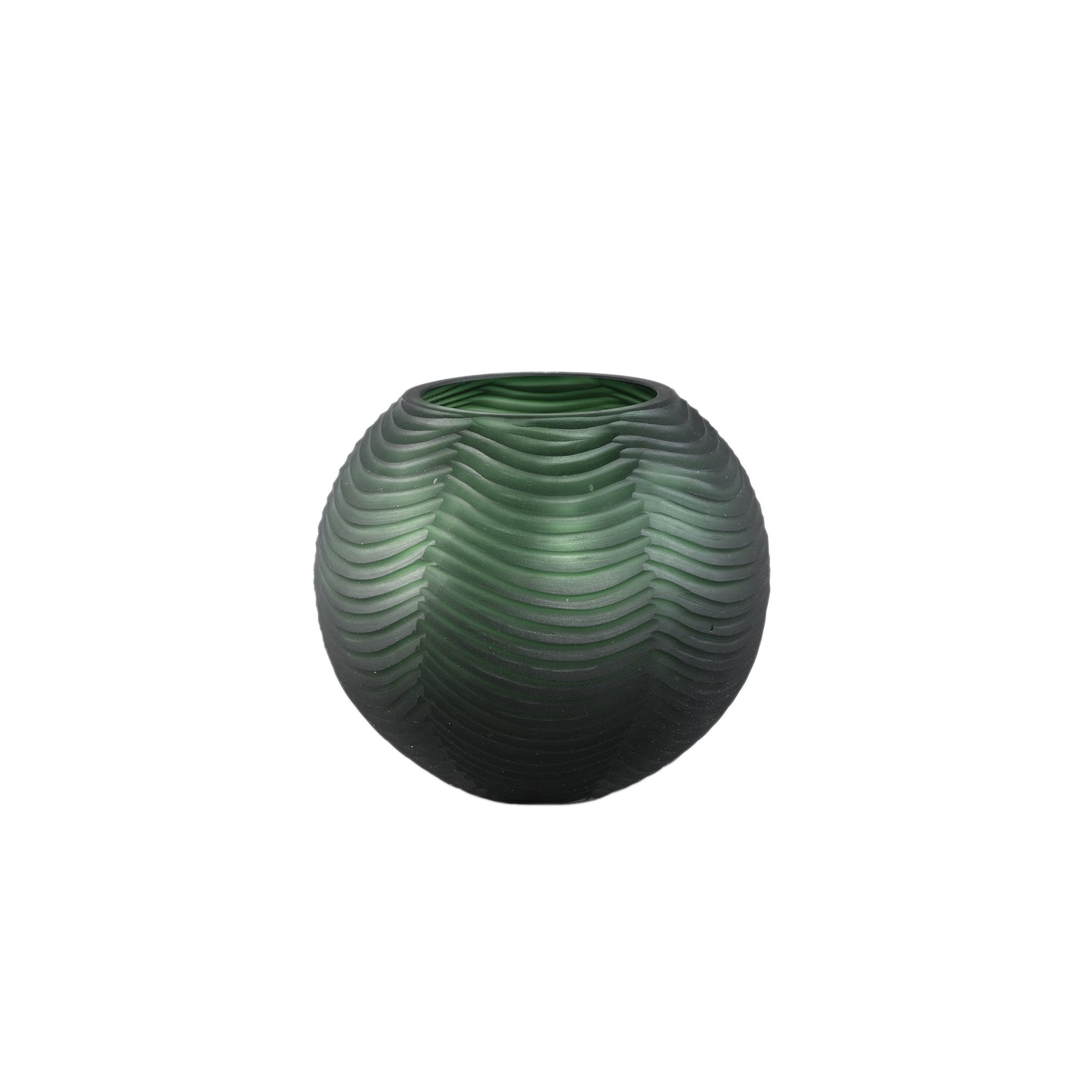 Elichi Groen Rond Glazen Vaas Laag Set van 2 - 2 Sets 17.5x20x20 cm