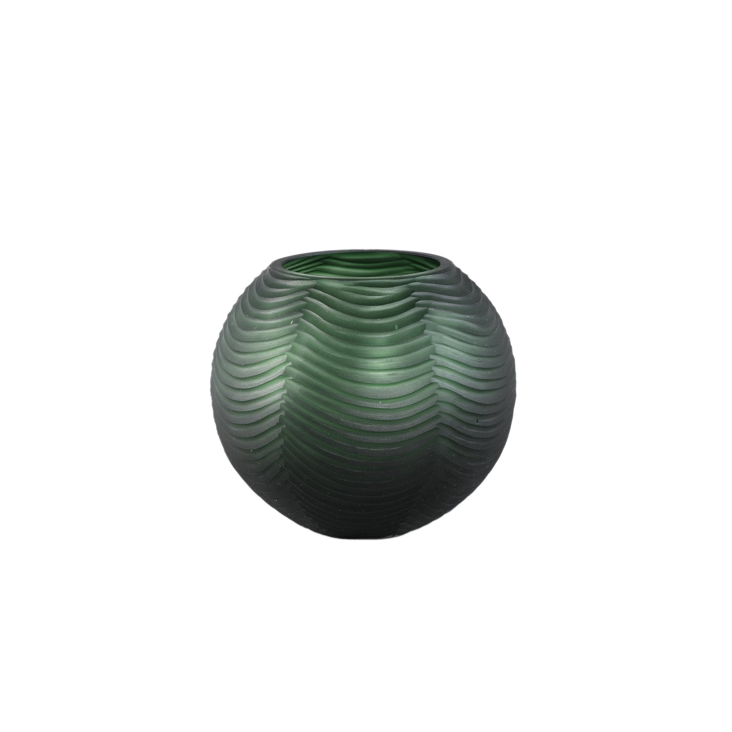 Elichi Groen Rond Glazen Vaas Laag Set van 2 - 2 Sets 17.5x20x20 cm