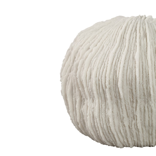 Graeme White Poly Round Coral LED Lamp Ribbed