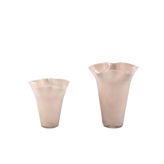 Macarena Bruin Glas Ronde Vaas Golvend Hoog Set van 4 - 4 Sets 24.5x18.5x18.5 cm