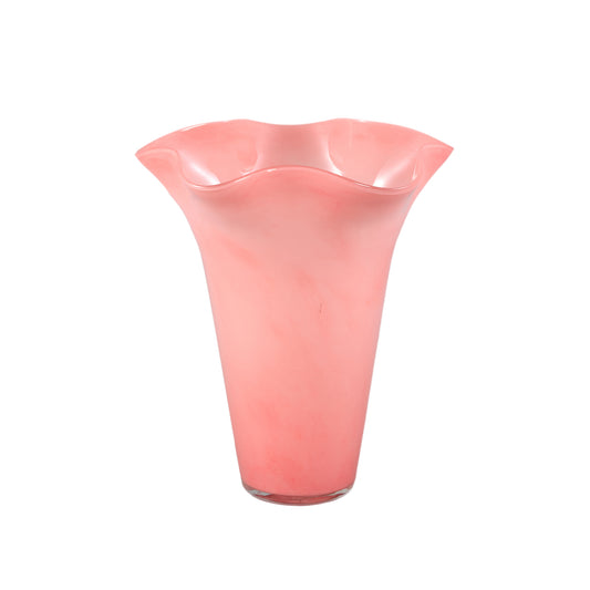 Macarena Donkerroze Glazen Vaas Golvend Set van 4 Stuks - 4 Sets 24.5x18.5x18.5 cm