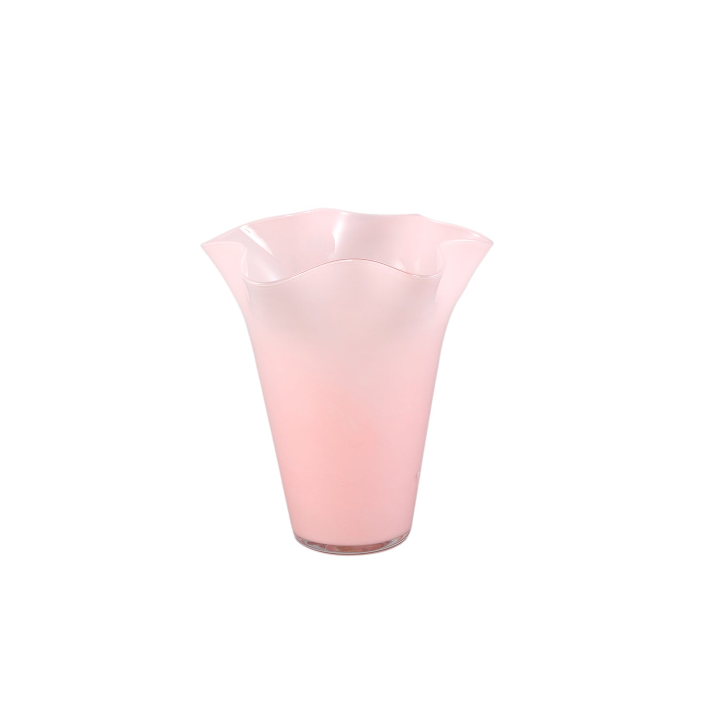 Macarena Lichtroze Glazen Ronde Vaas Golfvorm Set van 6 Stuks - 6 Sets 18.5x17x17 cm