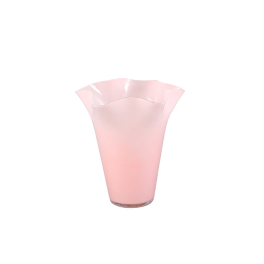 Macarena Lichtroze Glazen Ronde Vaas Golfvorm Set van 6 Stuks - 6 Sets 18.5x17x17 cm