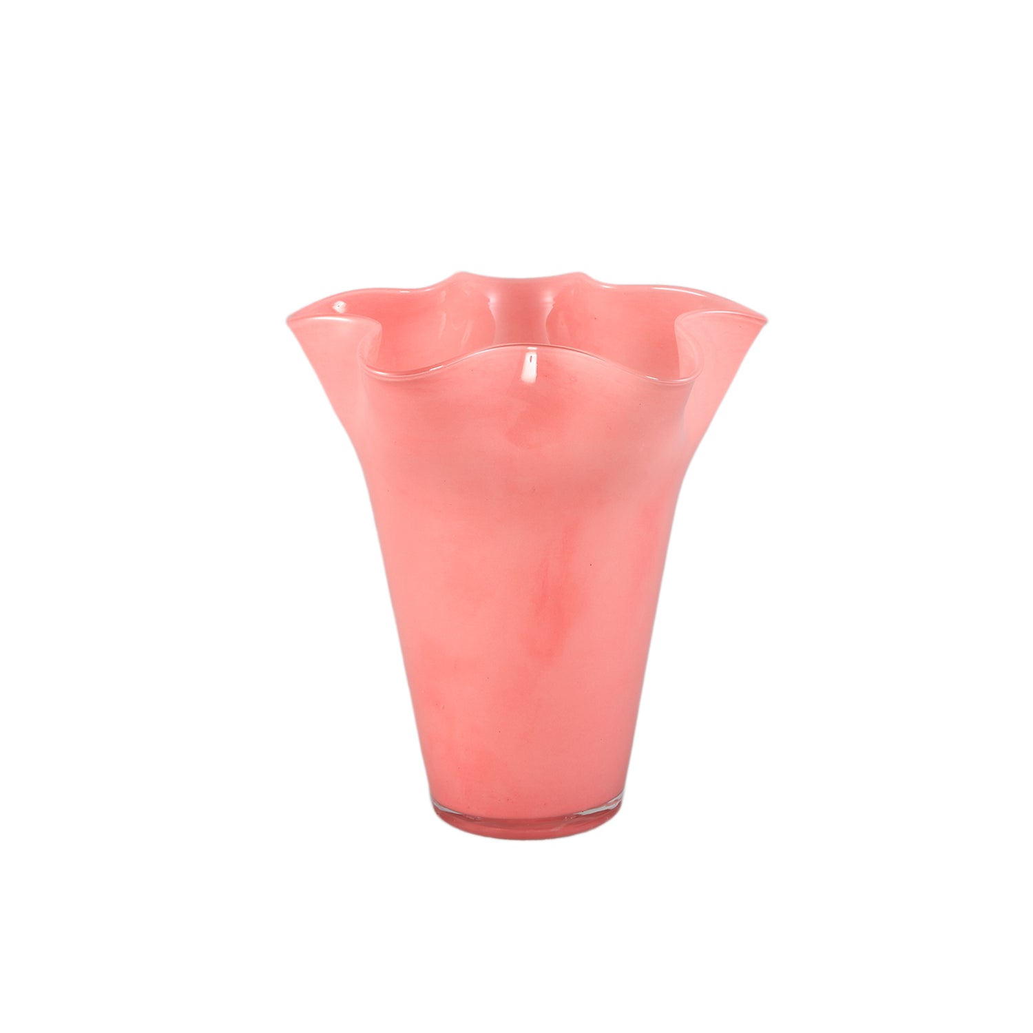Macarena Donkerroze Glazen Vaas Golvend Set van 6 Stuks - 6 Sets 18.5x17x17 cm
