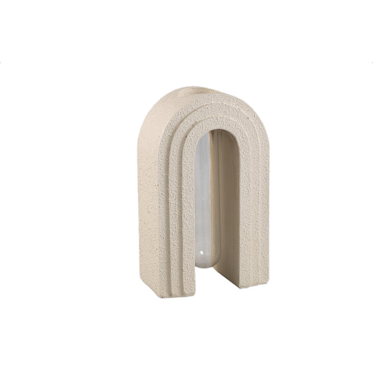 Abigail Crème Plantenbak Met Glazen Buisje Strik Set van 2 - 2 Sets 25x15x9 cm