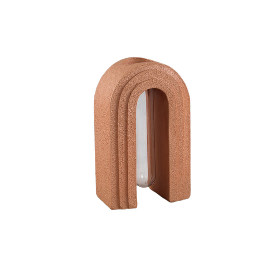 Abigail Roestkleurige Plantenbak Met Glazen Tube Strik Set Van 2 - 2 Sets 25x15x9 cm