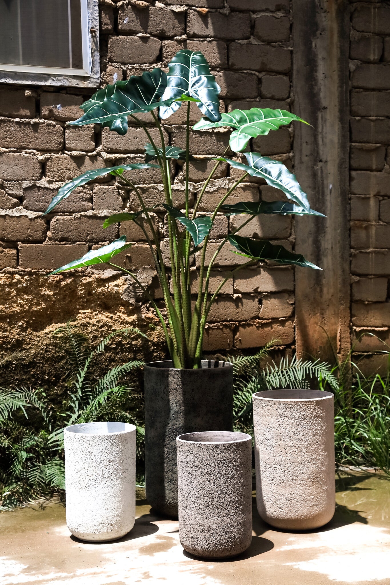 Deliahe Grey GRC Pot Round High Set Of 3
