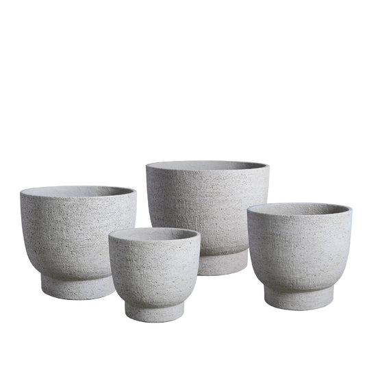 Pride Witte Keramische Pot Rond Op Voet Set Van 4 46x55x55 cm