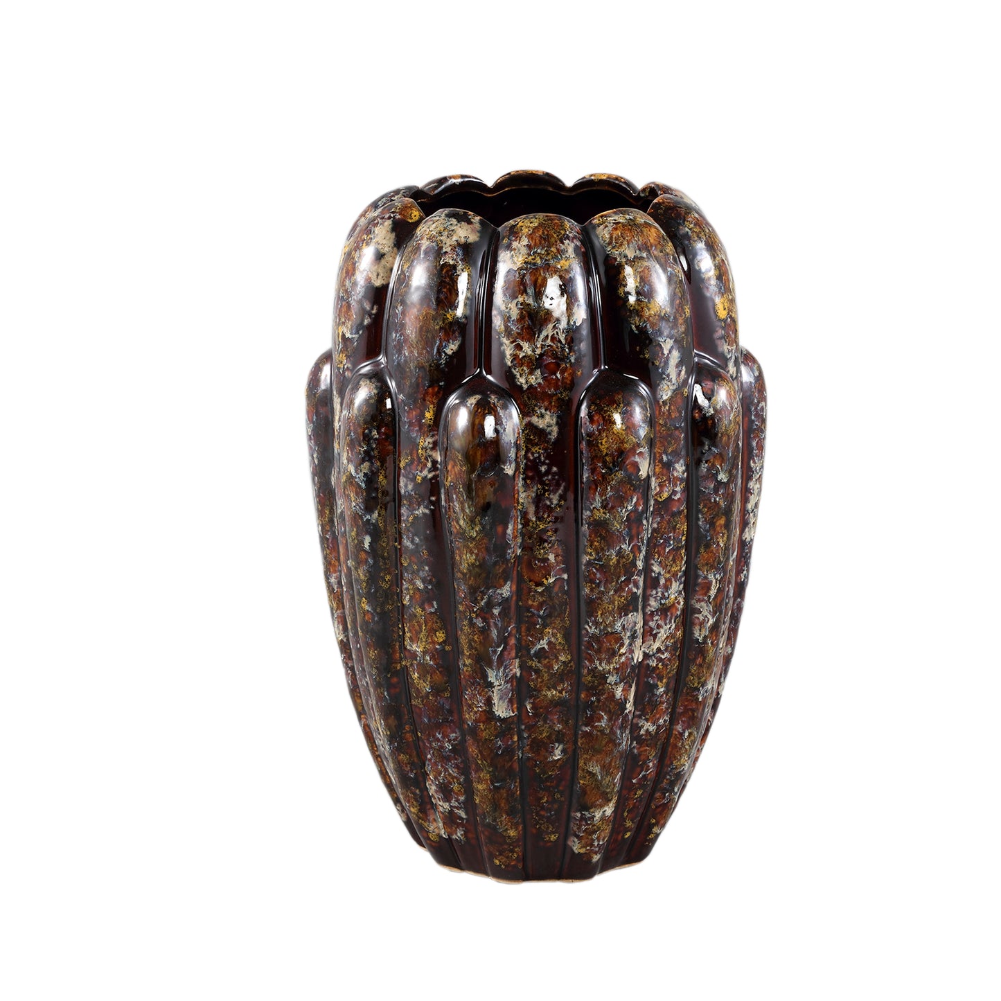Divinder Bronze Ceramic Ribbed Pot High L