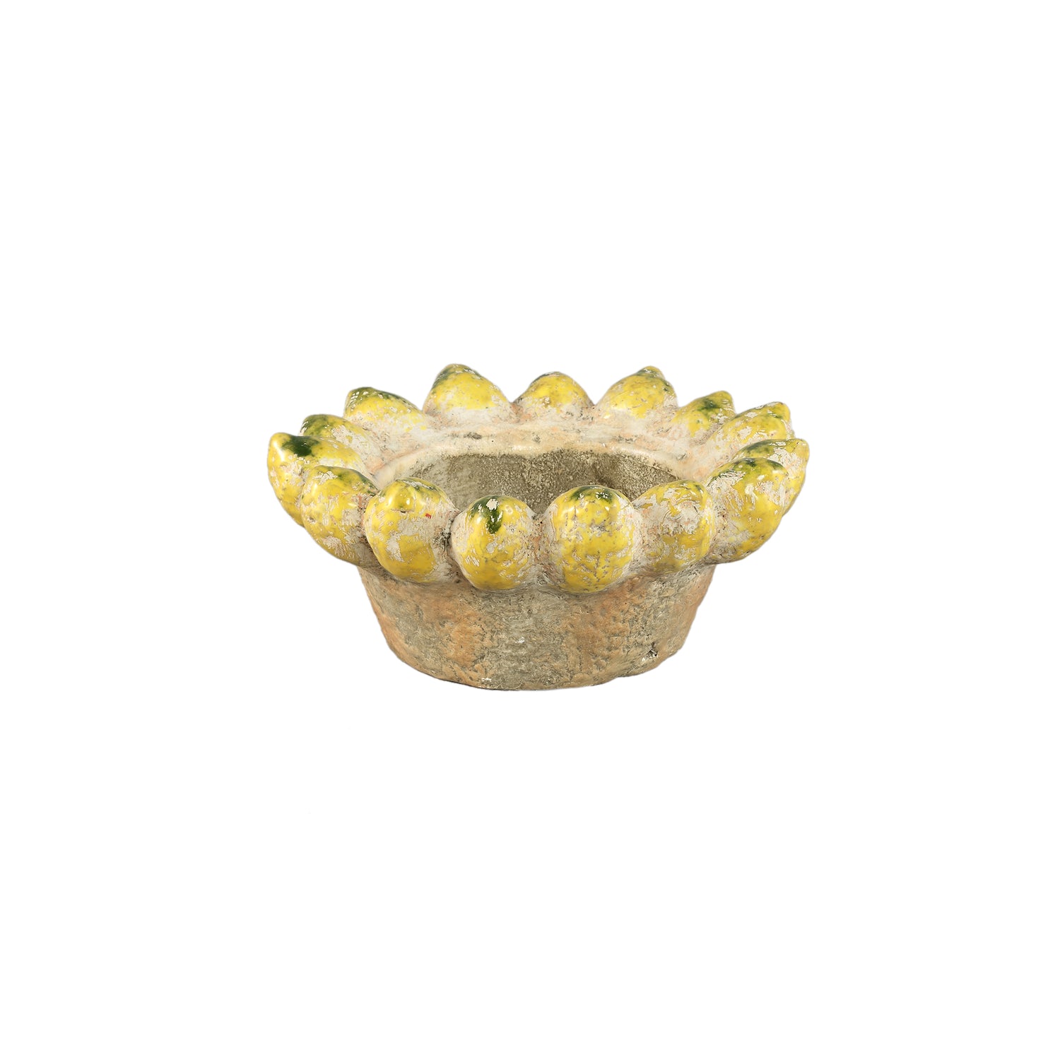 Fruitsy Gele Ronde Terra Schaal Citroen Rand S – Set van 6 - 6 Sets 10.5x25x25 cm