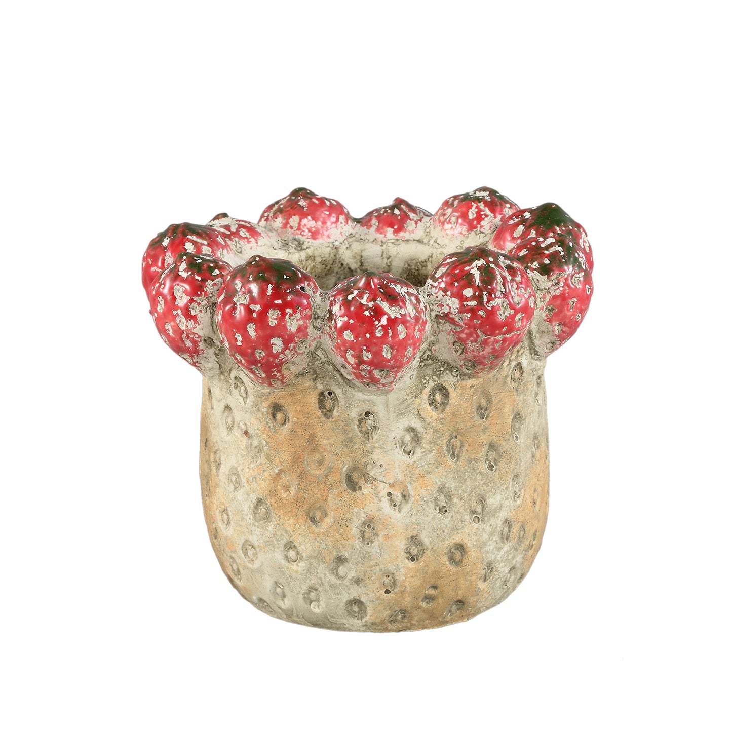 Fruitsy Rode Ronde Keramische Pot Aardbeirand Set van 8 Stuks - 8 Sets 16.5x18.5x18.5 cm