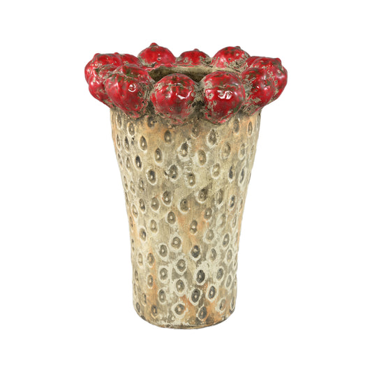 Fruitsy Red Round Terra Pot Strawberries High L