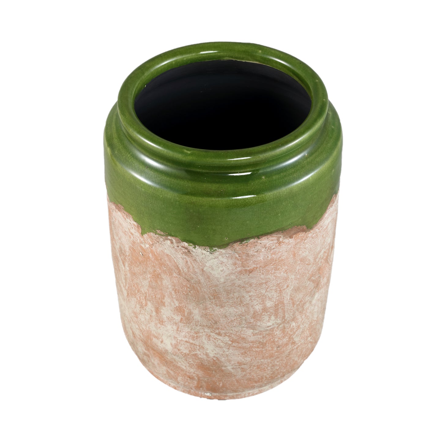 Breffni Green Round Terra Pot Glazed Top L