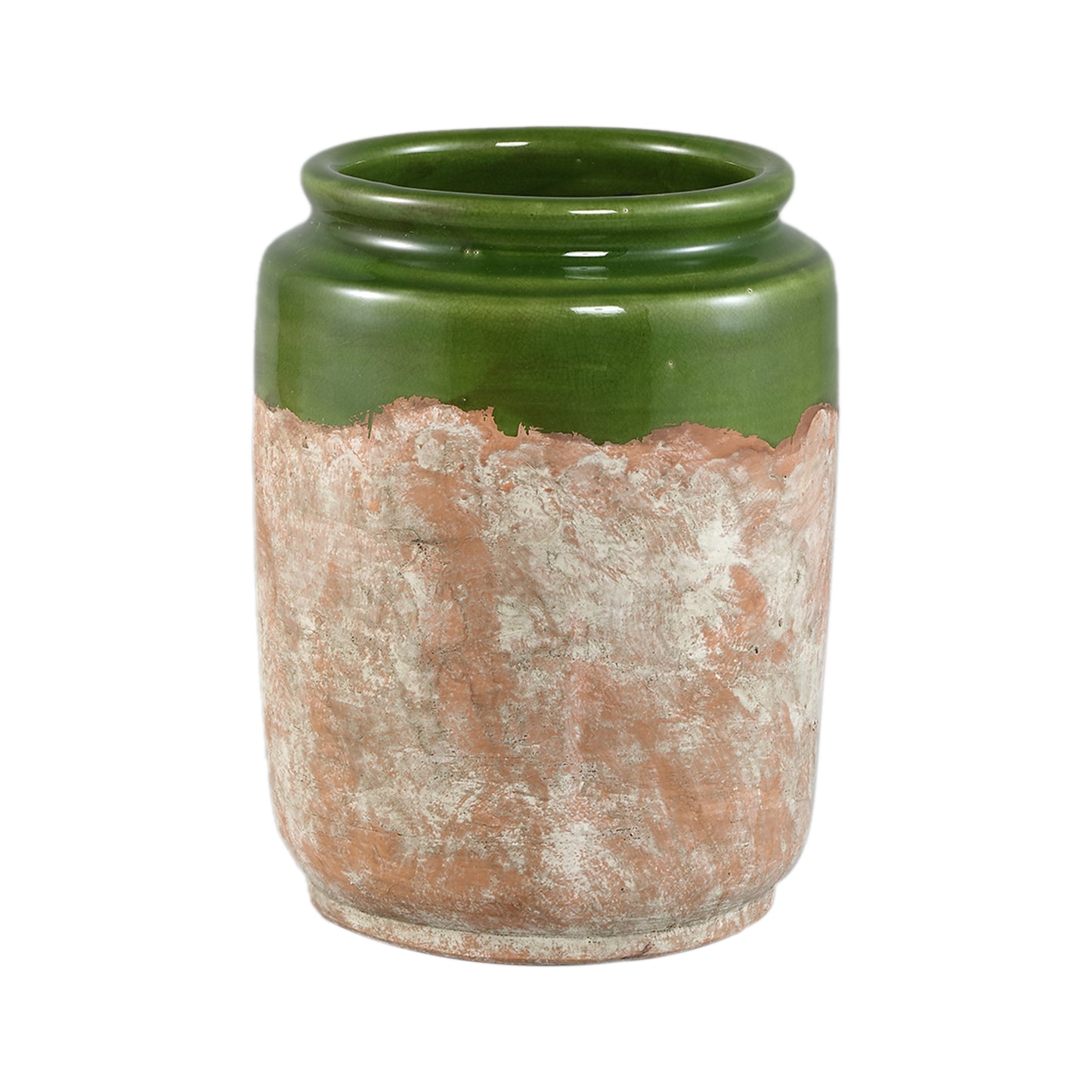 Breffni Groen Ronde Keramische Pot met Glazuur Set van 4 Stuks M - 4 Sets 25.5x20x20 cm