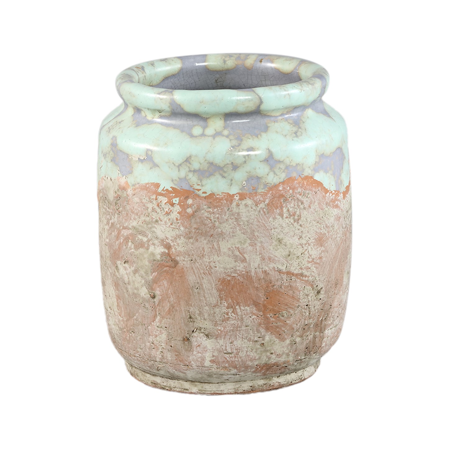 Breffni Blauwe Ronde Keramische Pot met Glazuurlaag Set van 8 Stuks - 8 Sets 20.5x17x17 cm