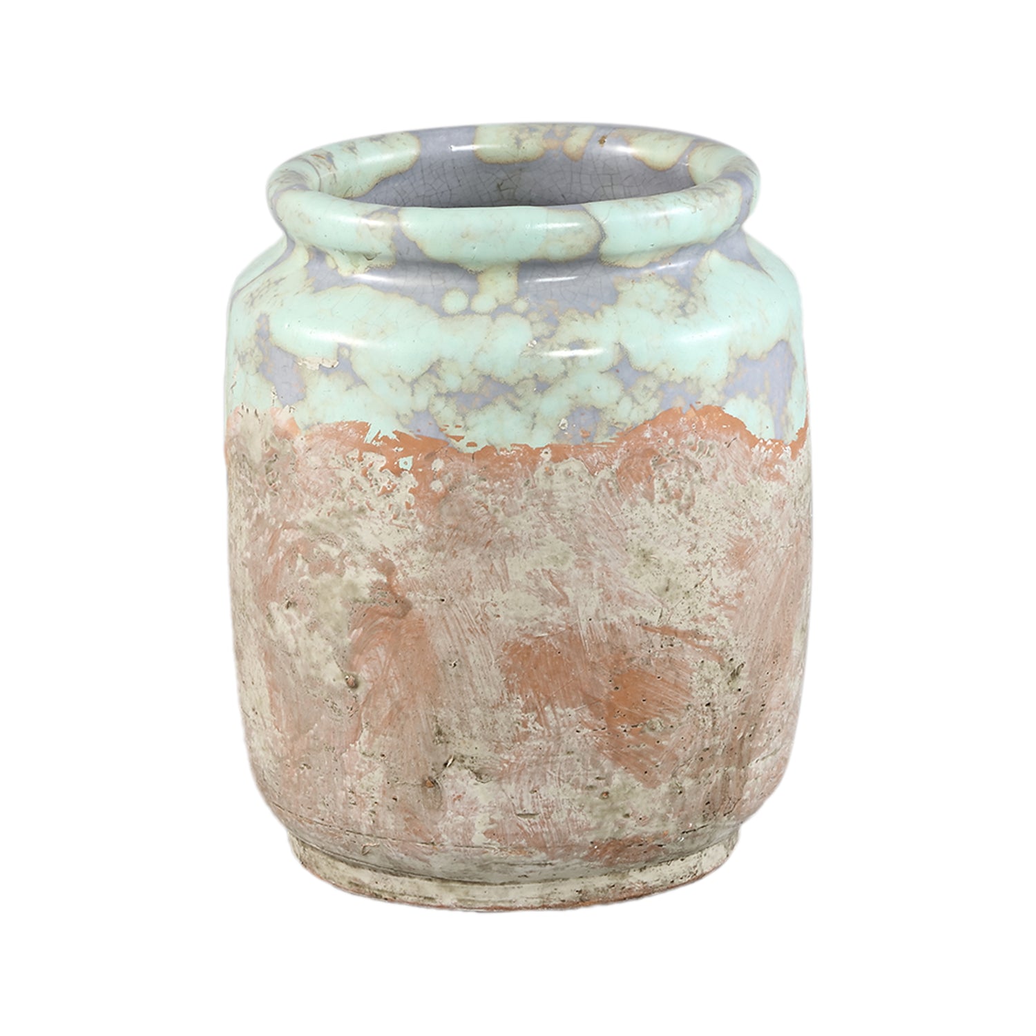 Breffni Blauwe Ronde Keramische Pot met Glazuurlaag Set van 8 Stuks - 8 Sets 20.5x17x17 cm