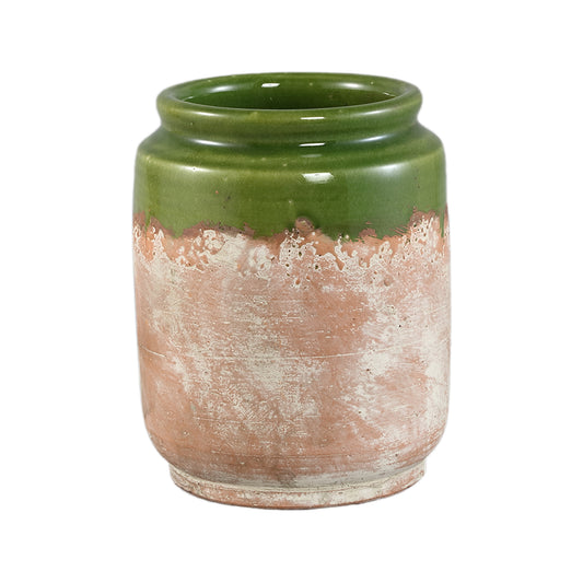 Breffni Groen Ronde Keramische Pot Met Glazuurlaag S - Set Van 8 Stuks - 8 Sets 20.5x17x17 cm