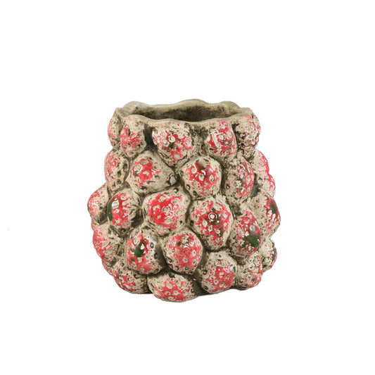 Fruitsy Rode Ronde Terracotta Pot Aardbei Set van 4 Stuks - 4 Sets 20.5x21.5x21.5 cm