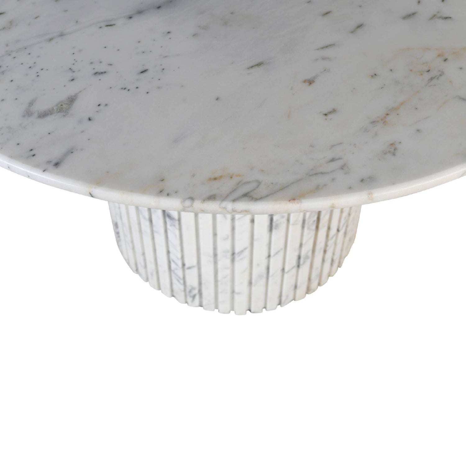 Neelim Wit Marmeren Eettafel Geribd Onderstel Rond 76x122x122 cm