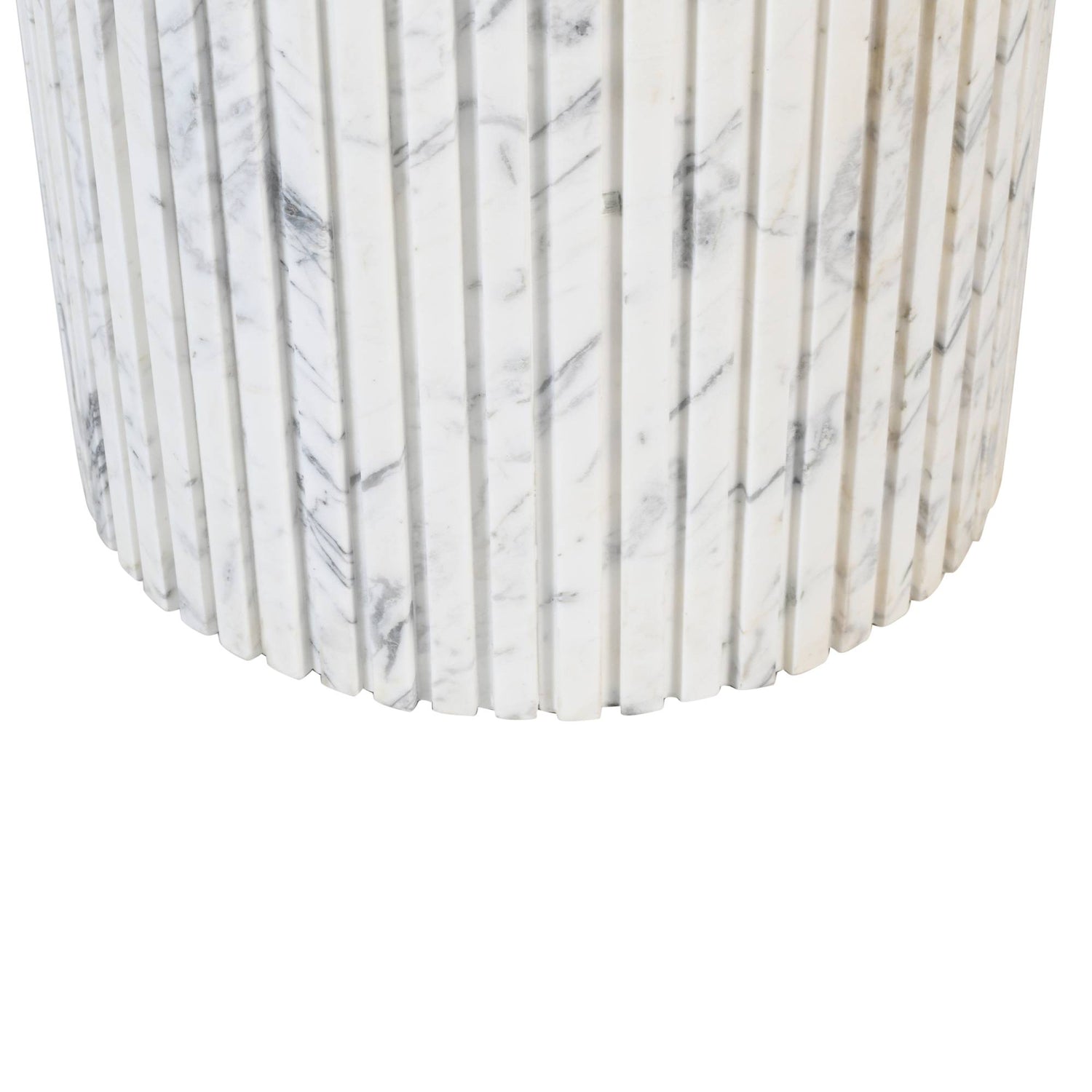 Neelim Wit Marmeren Eettafel Geribd Onderstel Rond 76x122x122 cm