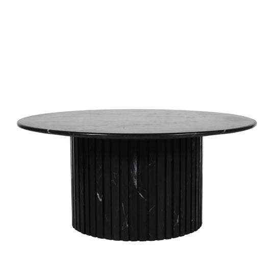 Neelim Black Marble Coffee Table Ribbed Base Round