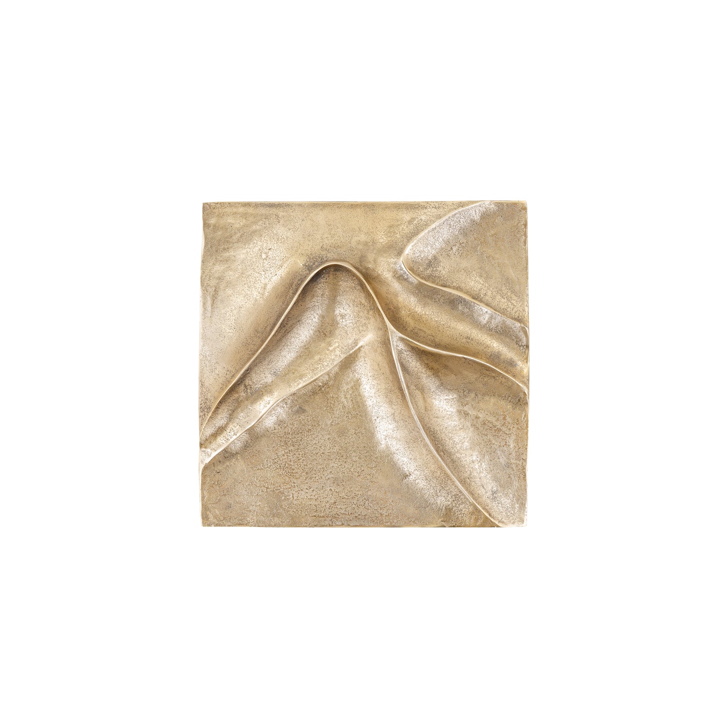 Gihan Gouden Gegoten Aluminium Wandpaneel Golflijnen S 42x42x5 cm