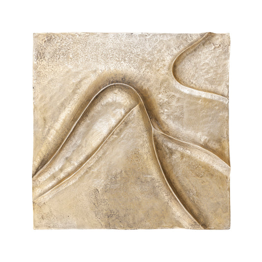 Gihan Gouden Aluminium Wandpaneel Golf Lijnen L 70x70x5 cm