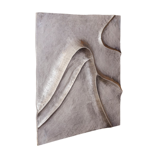 Gihan Nikkel Gegoten Aluminium Wandpaneel Golflijnen L 70x70x5 cm