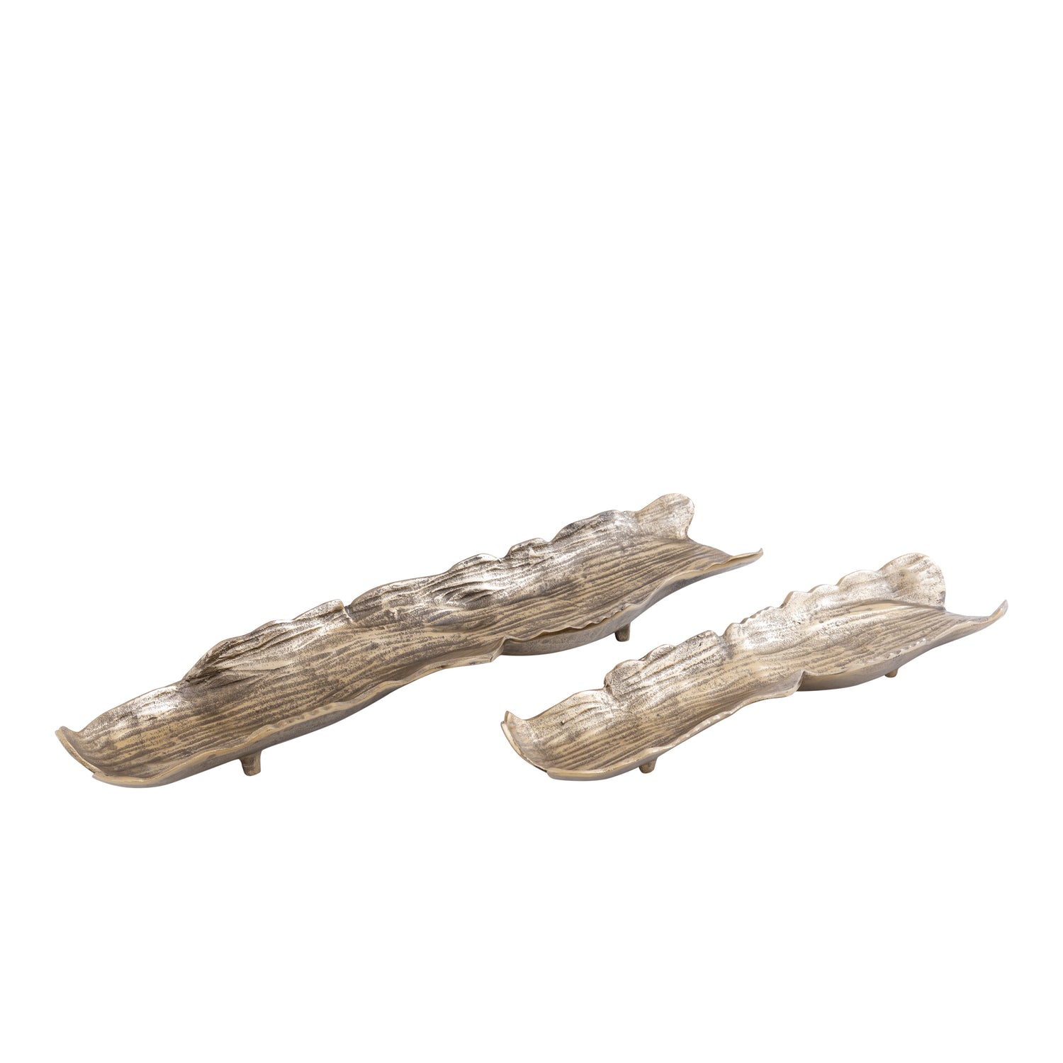Lukne Gouden Aluminium Schaal Golvend Rechthoek S - Set van 4 4x56x15 cm