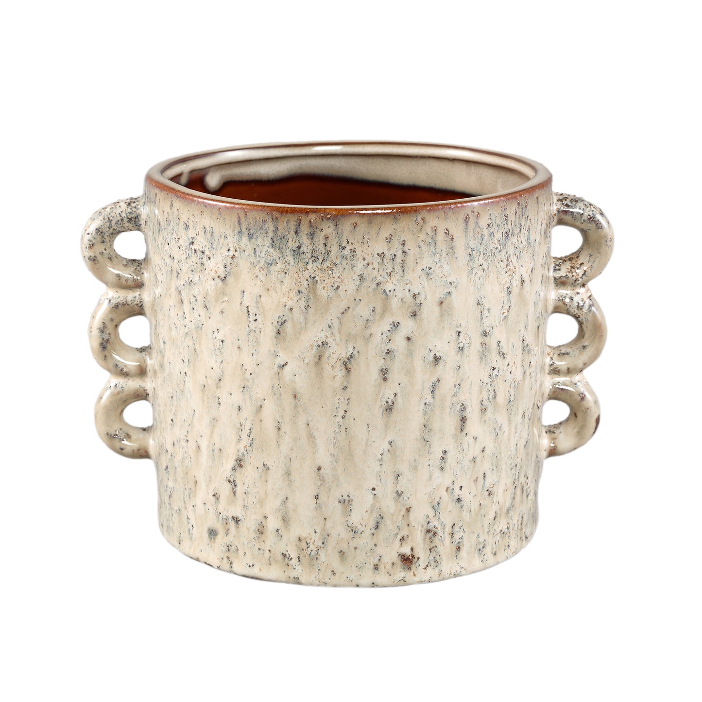 Nowreen Cream Ceramic Round Pot Rough Finish XL