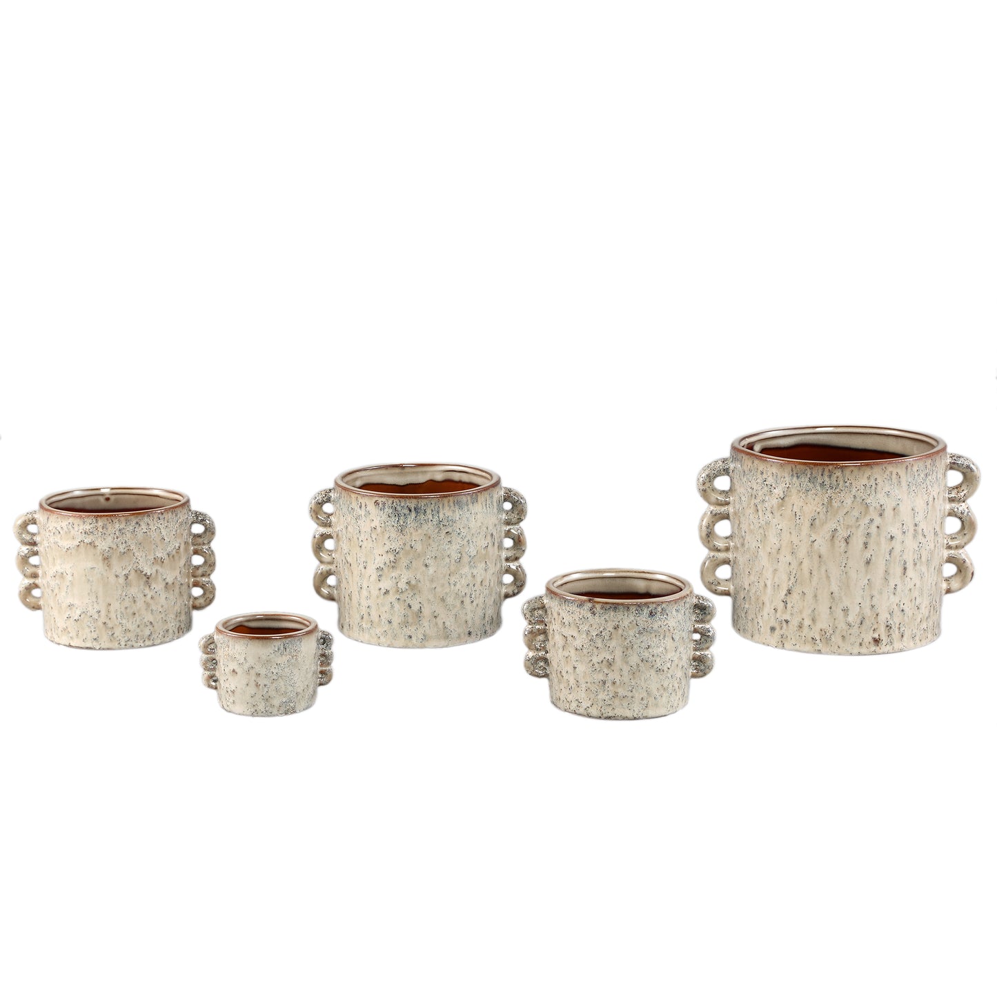 Nowreen Cream Ceramic Round Pot Rough Finish XL