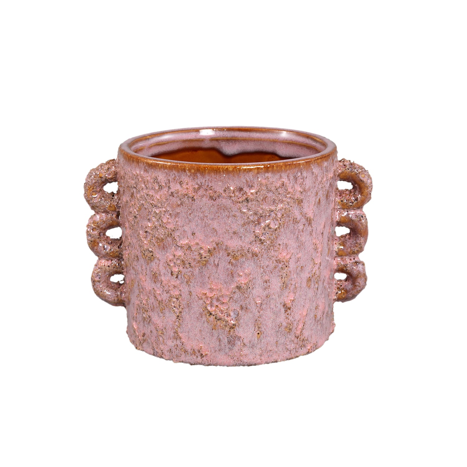 Nowreen Roze Keramische Ronde Pot Ruwe Afwerking M 11x16x12 cm