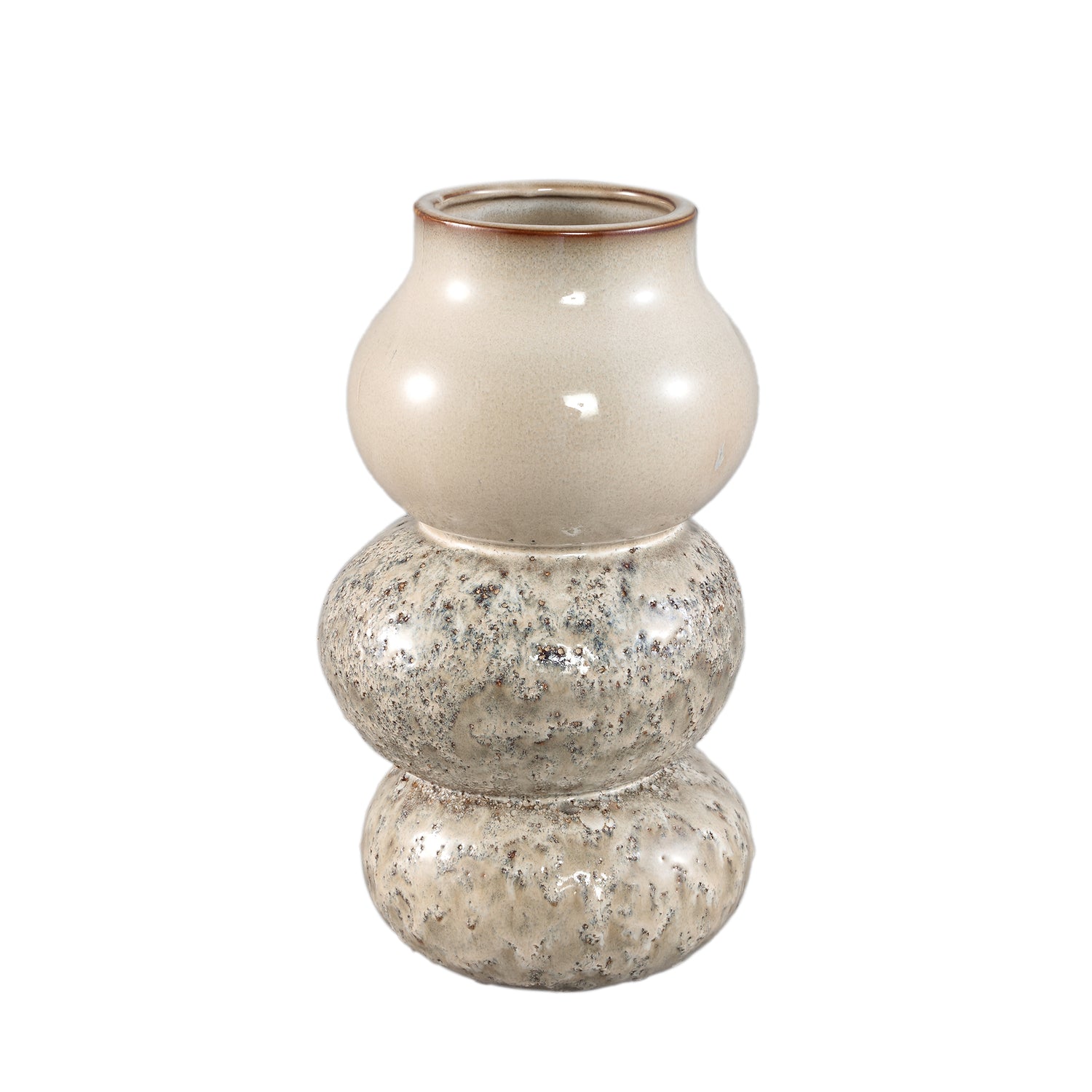 Concetta Crème Keramische Pot Rond Bol Ruw Set van 6 Stuks L - 6 Sets 26x15x15 cm
