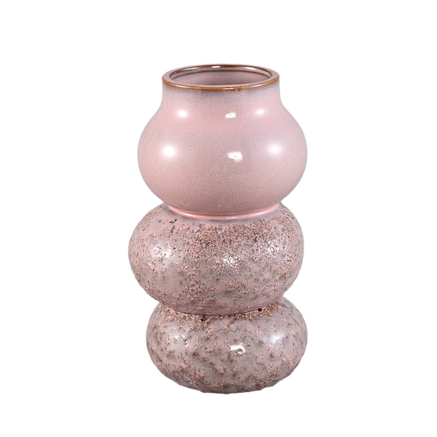 Concetta Roze Keramische Ronde Bulby Pot Rough Set van 6 Stuks L - 6 Sets 26x15x15 cm