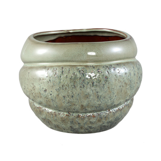 Jordanna Green Ceramic Round Pot With Layers XL