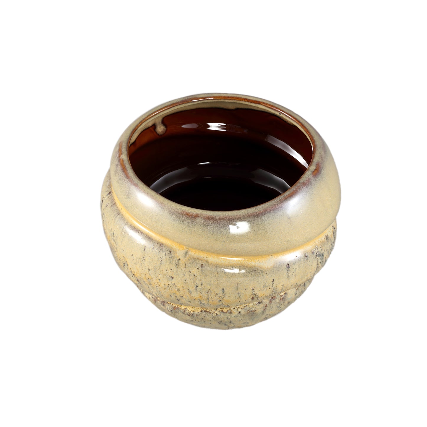 Jordanna Yellow Ceramic Round Pot With Layers XL