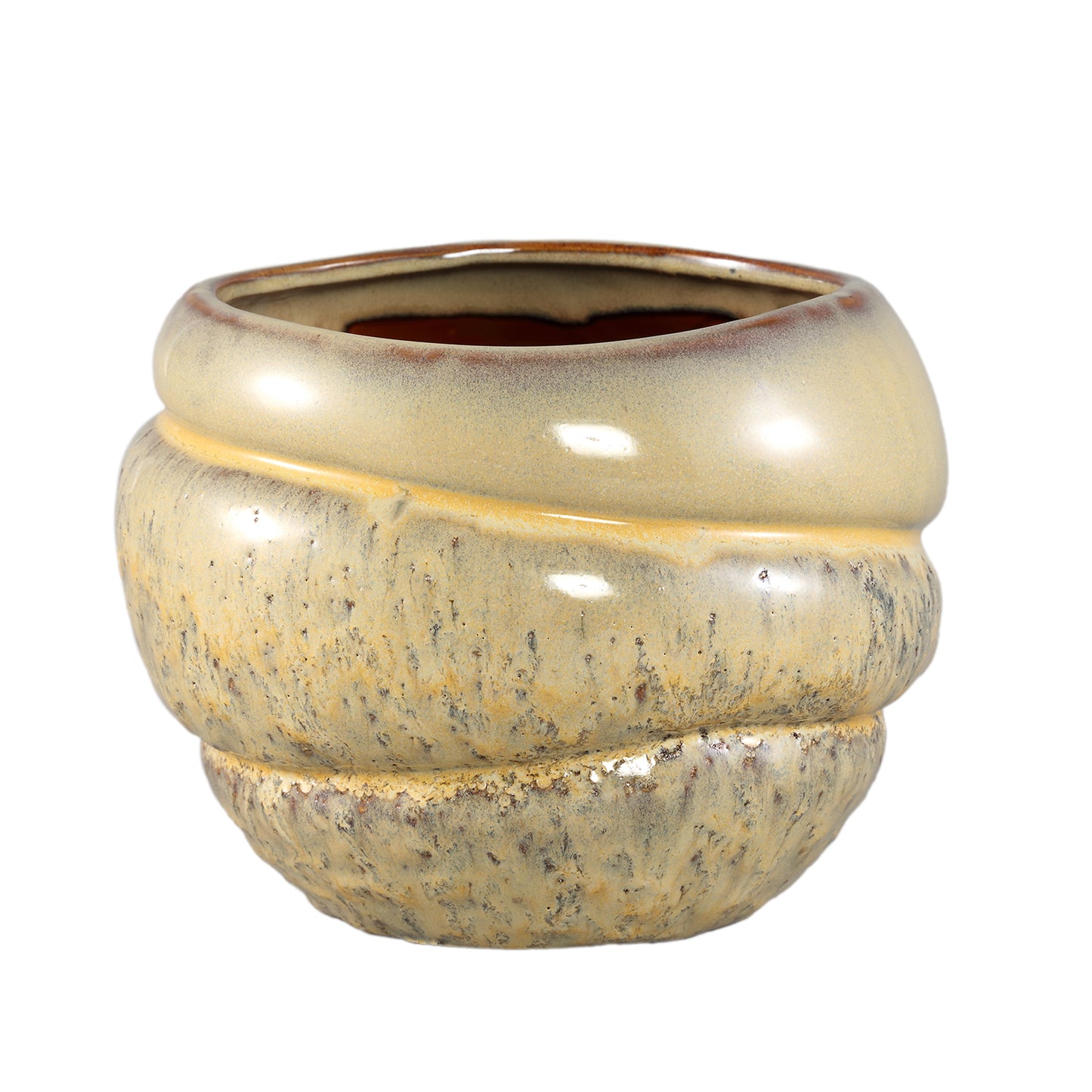 Jordanna Gele Keramische Ronde Pot Met Lagen XL Set van 6 Stuks - 6 Sets 16.5x22x22 cm