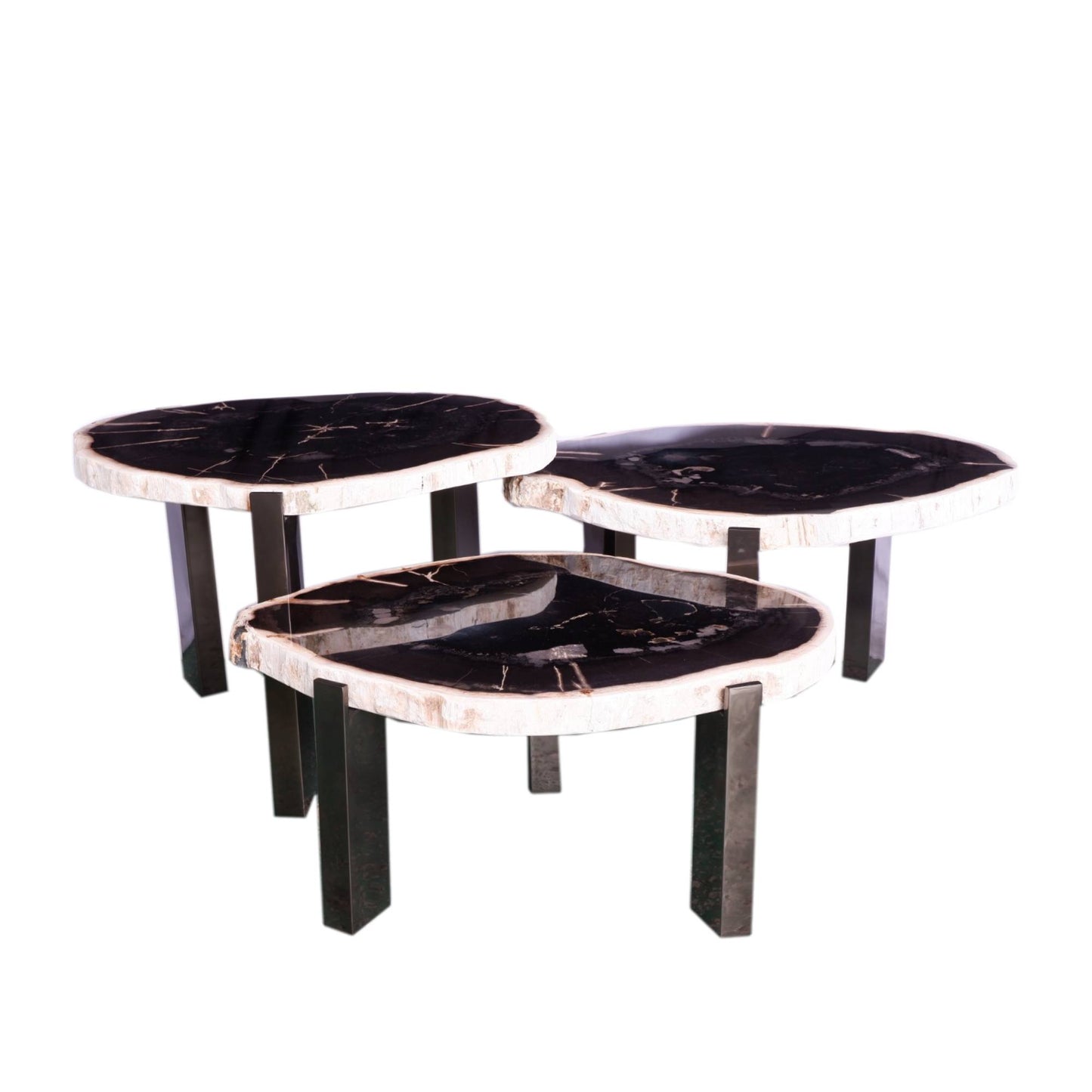 Rudi Grijze Versteend Hout Koffietafel Nikkel 43x50x60 cm