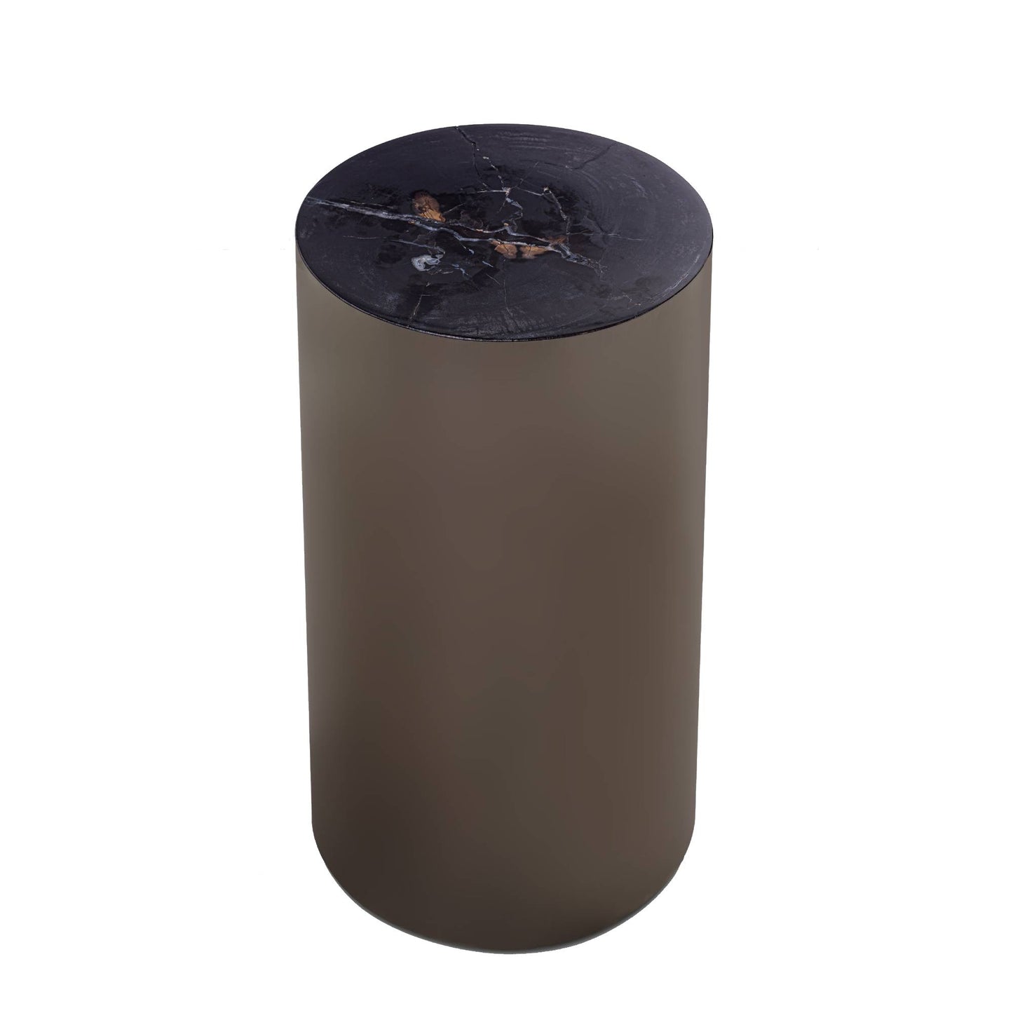 Rillix Black Petrified Wood Sidetable Nickel Round