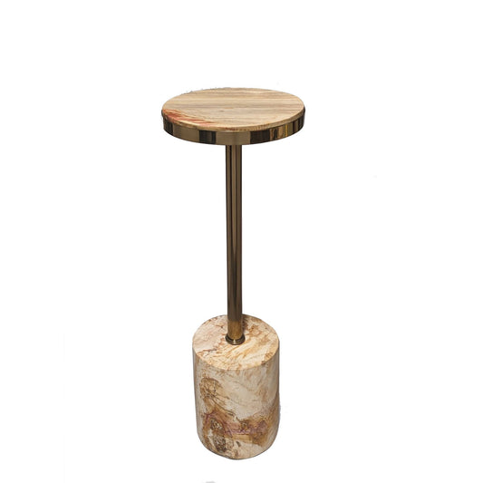 Mody Natuurlijke Versteend Hout Bijzettafel Op Voet Rond 64x21x21 cm