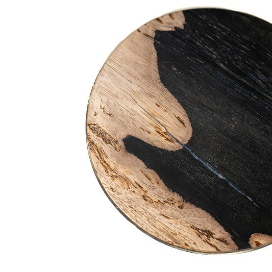 Mody Zwarte Bijzettafel Met Versteend Hout Op Voet Rond 64x21x21 cm