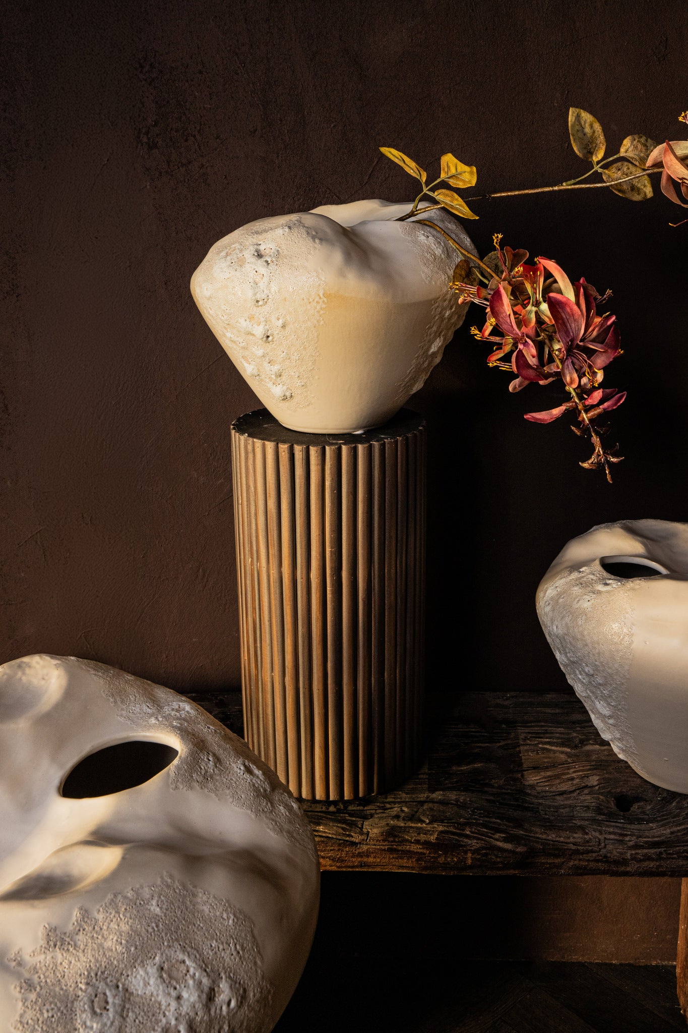 Dangelo Cream Ceramic Irregular Vase S