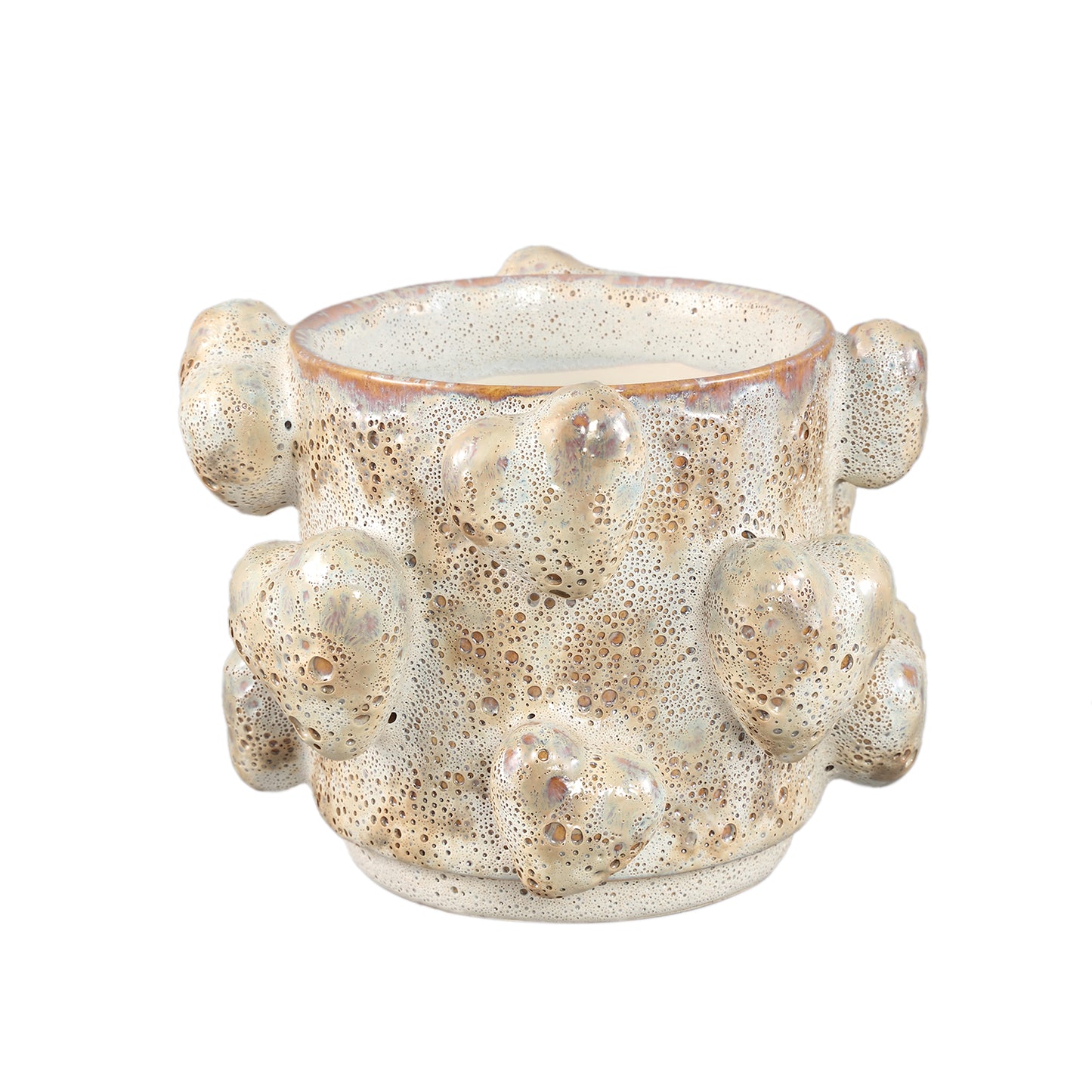 Valentin Crème Ruwe Keramische Pot 3D Hartjes Laag M - Set van 4 - 4 Sets 14x19x19 cm
