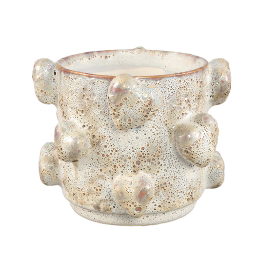 Valentin Crème Rauwe Keramische Pot met 3D Hartjes Laag - Set van 2 - 2 Sets 17x22x21.5 cm