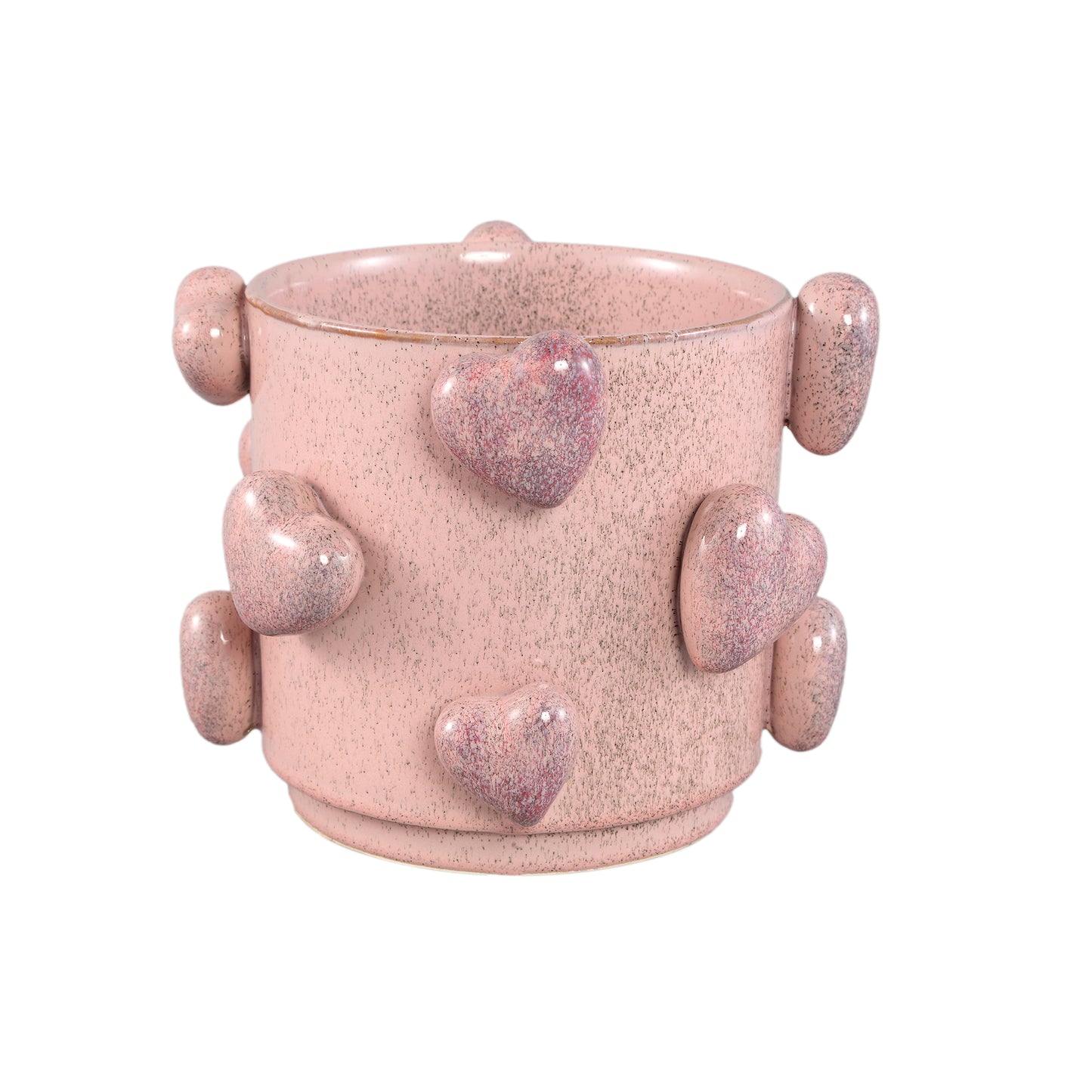 Valentin Roze Keramische Pot Met 3D Hartjes Set Van 2 - 2 Sets 17x22x21.5 cm