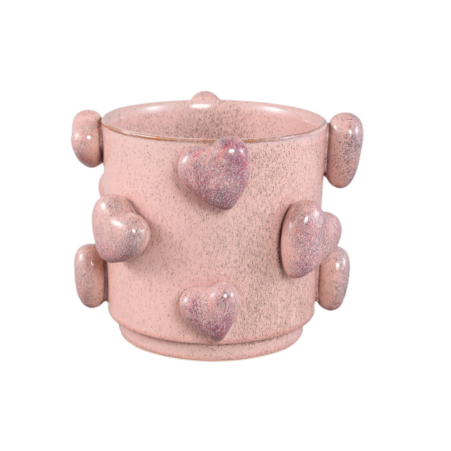 Valentin Roze Keramische Pot Met 3D Hartjes Set Van 2 - 2 Sets 17x22x21.5 cm