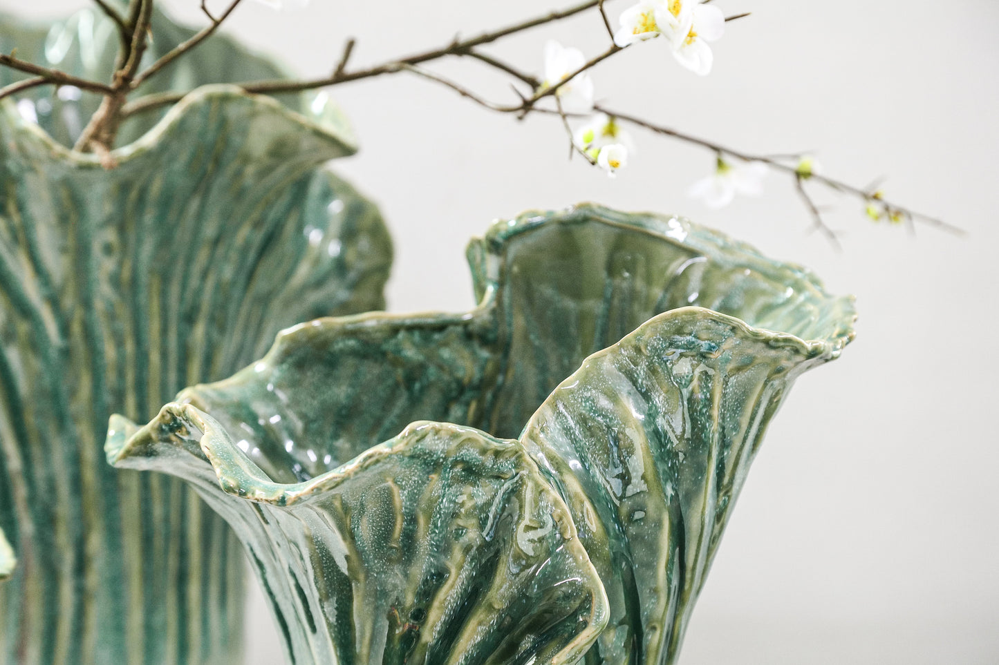 Swing Green Ceramic Pot Cabbage Shape L